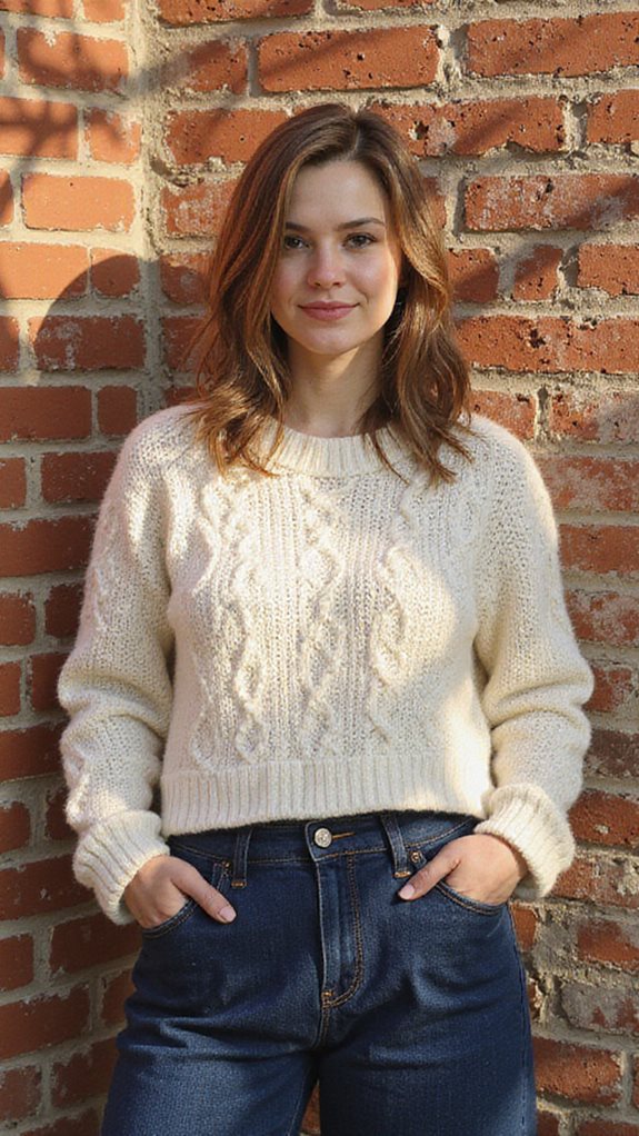 cropped sweater wide leg jeans