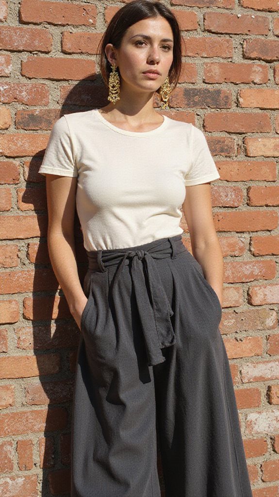 elegant wide leg outfit combination