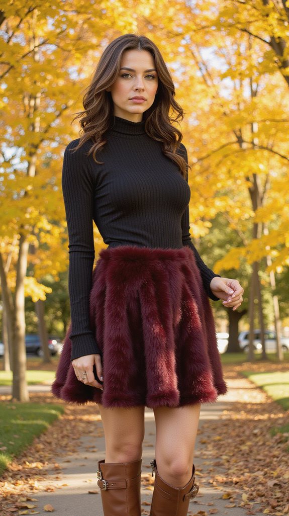 faux fur skirt ensemble
