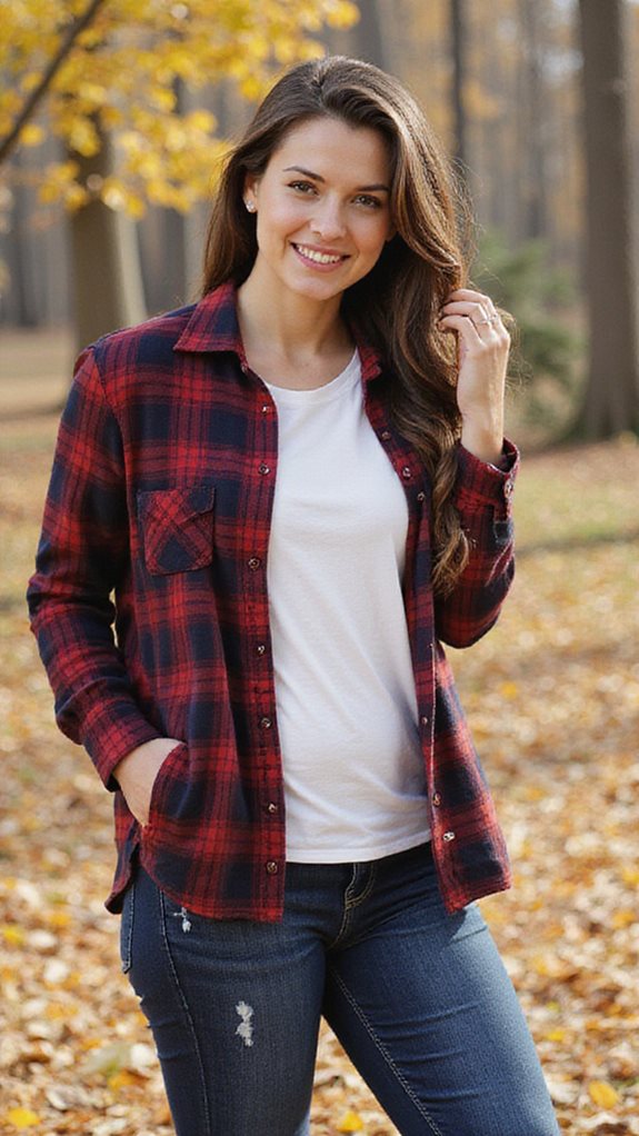 plaid flannel shirt layering