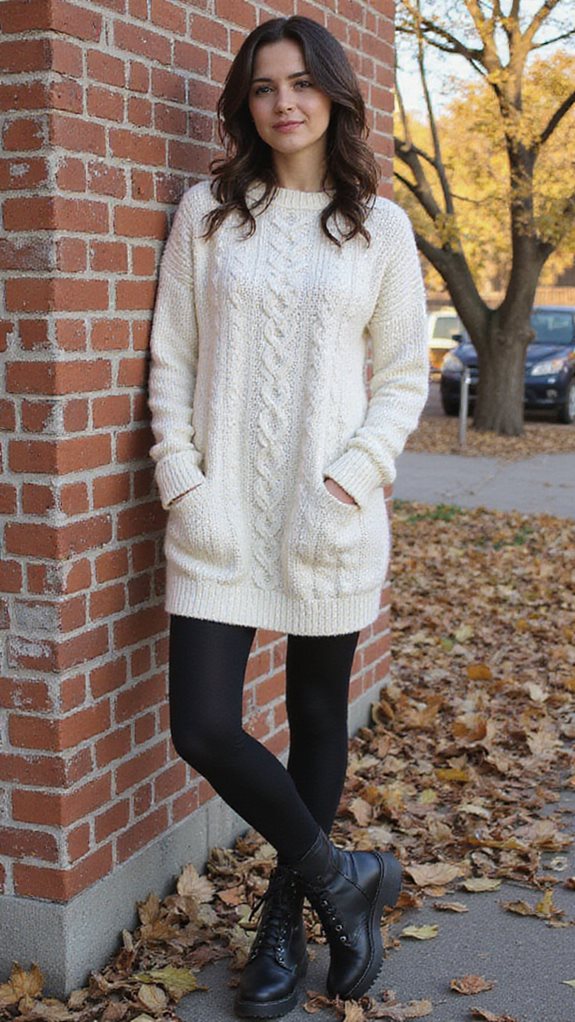sweater dress with combat boots