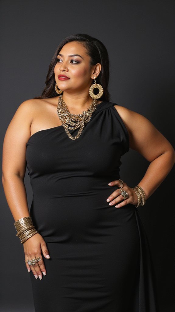 asymmetrical dress chunky accessories