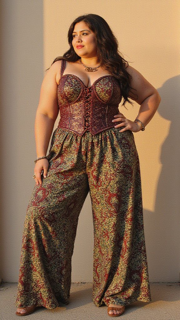 bohemian corset and palazzo