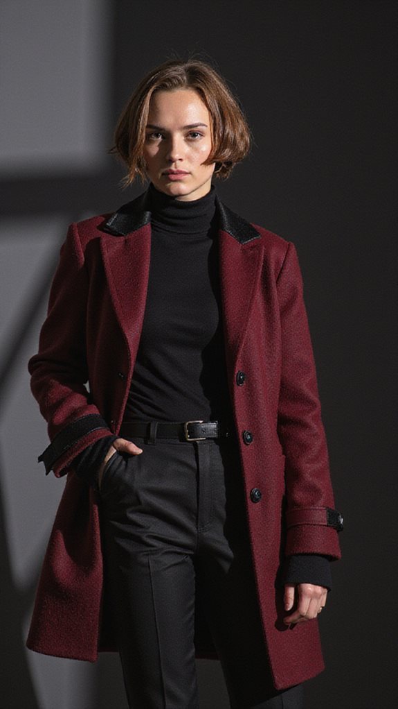 bold black and burgundy outfits