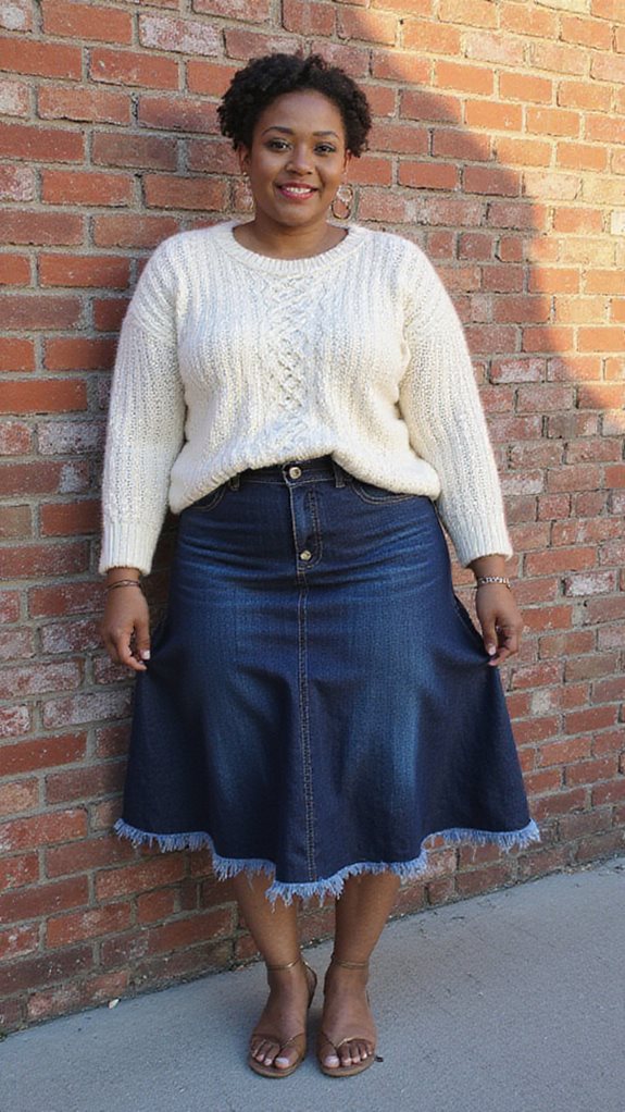 chic denim skirt styling