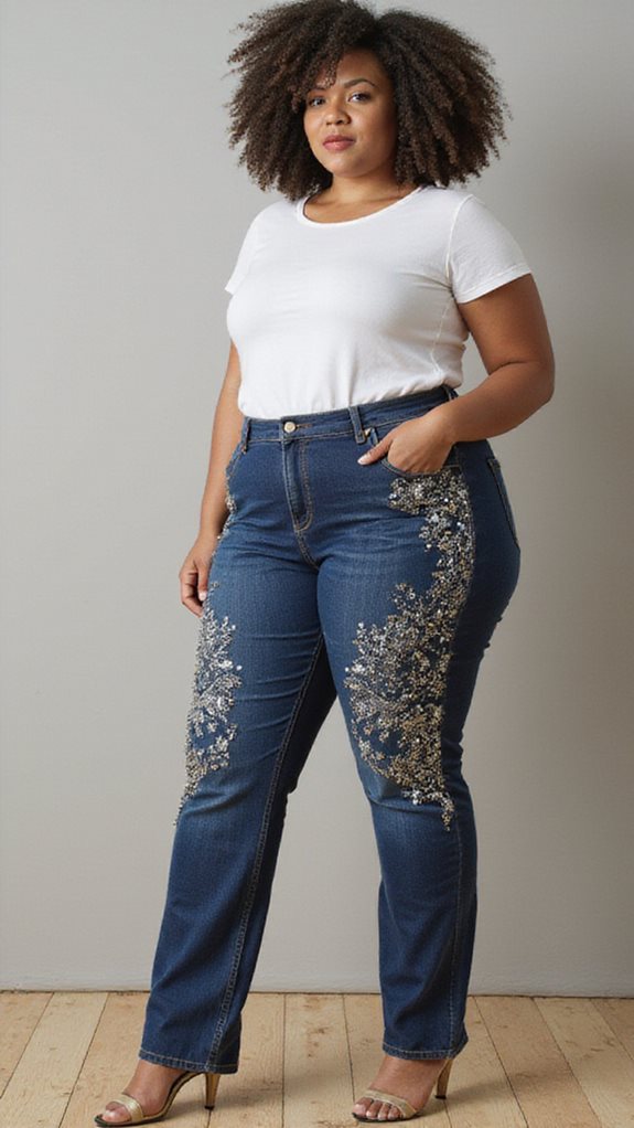 chic embellished jeans outfit