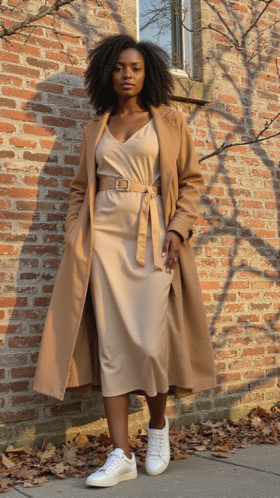 chic layering with sneakers