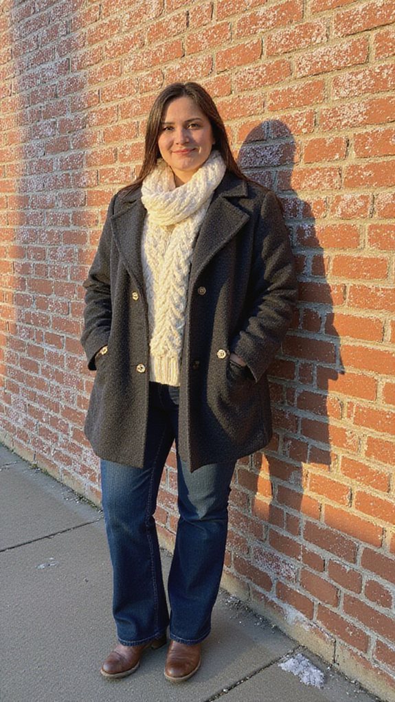 chic winter peacoat ensemble