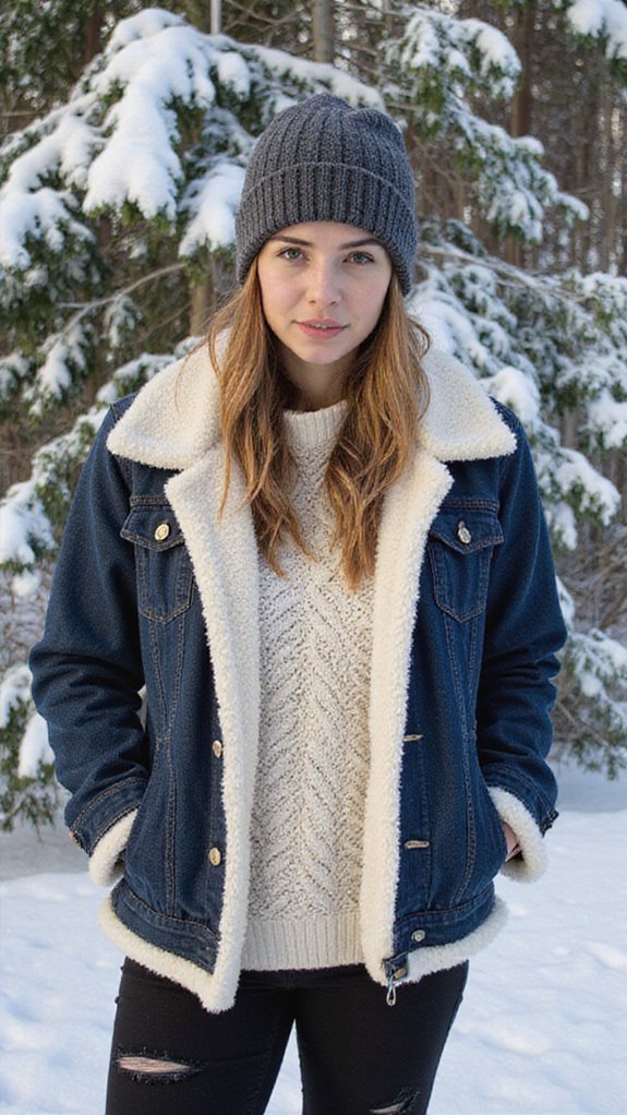 cozy sherpa denim styling