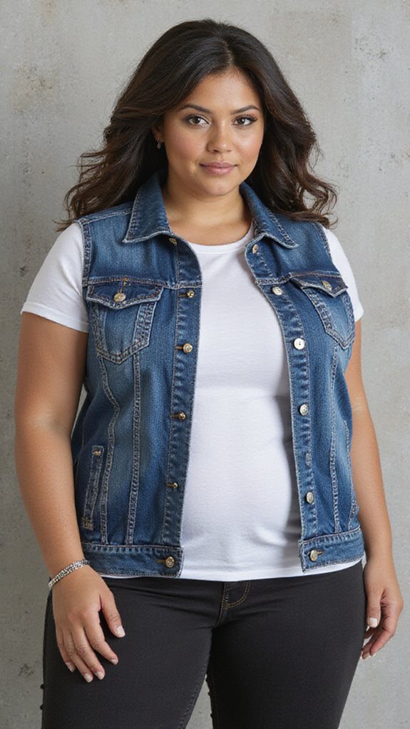 double denim vest layering