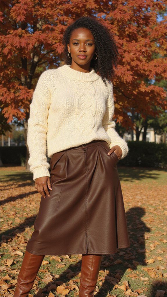 elegant sweater skirt outfit
