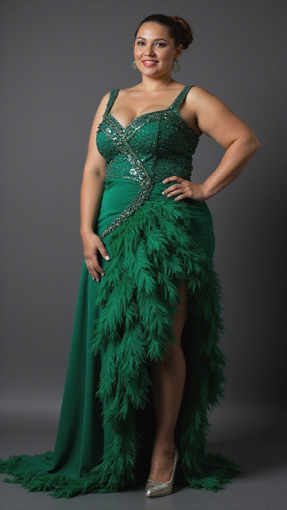 feathered hem cocktail dress