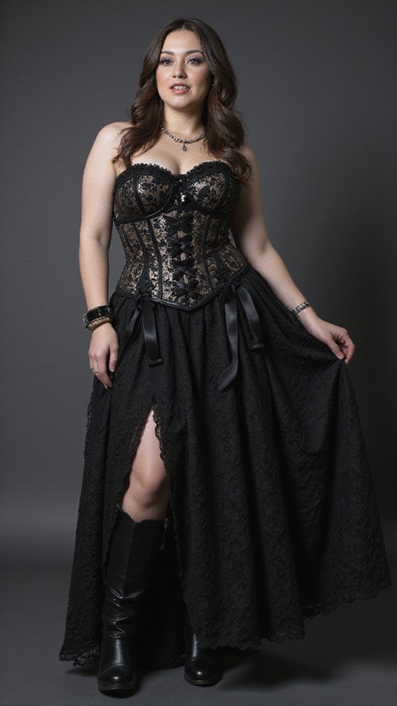 gothic lace corset ensemble