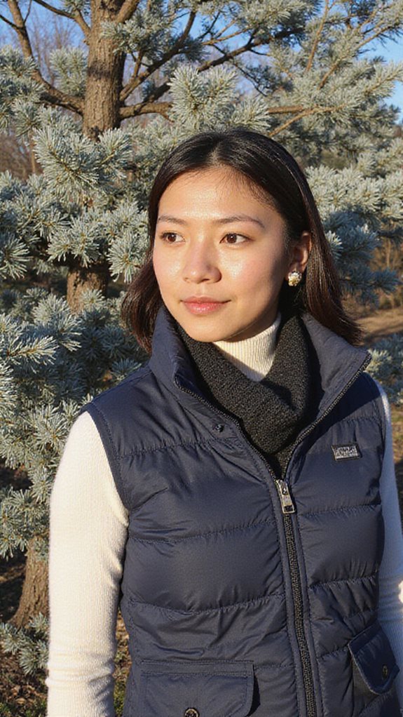 layered puffer vest styling