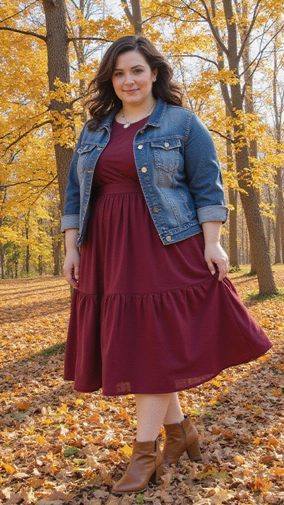 midi dress with denim
