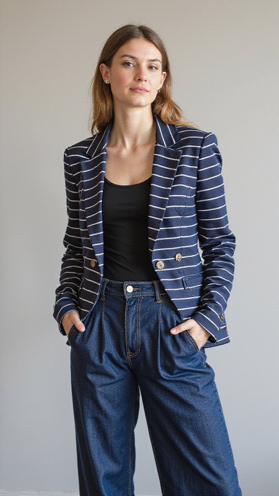 polished striped blazer outfit