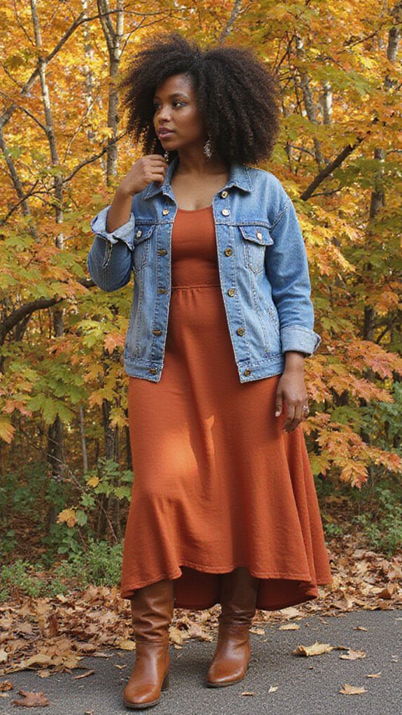 rust midi dress ensemble