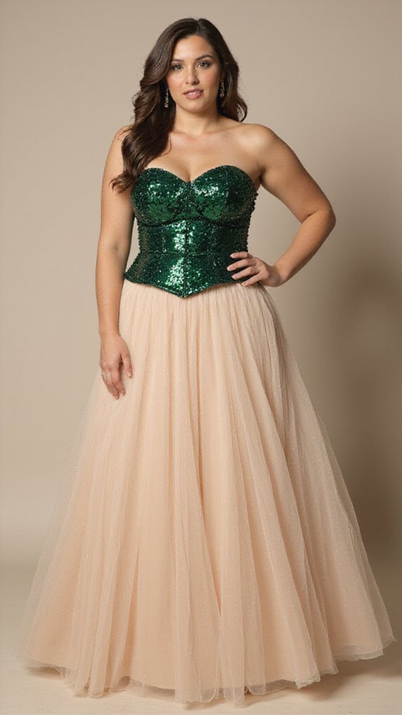 sequined corset tulle skirt