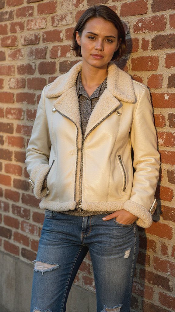 shearling jacket denim combination