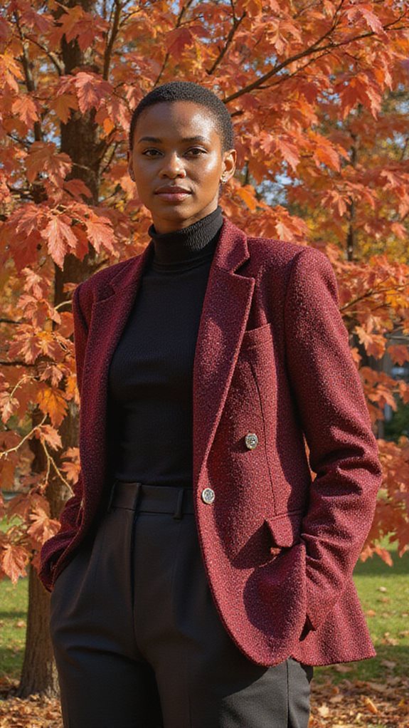 sophisticated burgundy ensemble styling