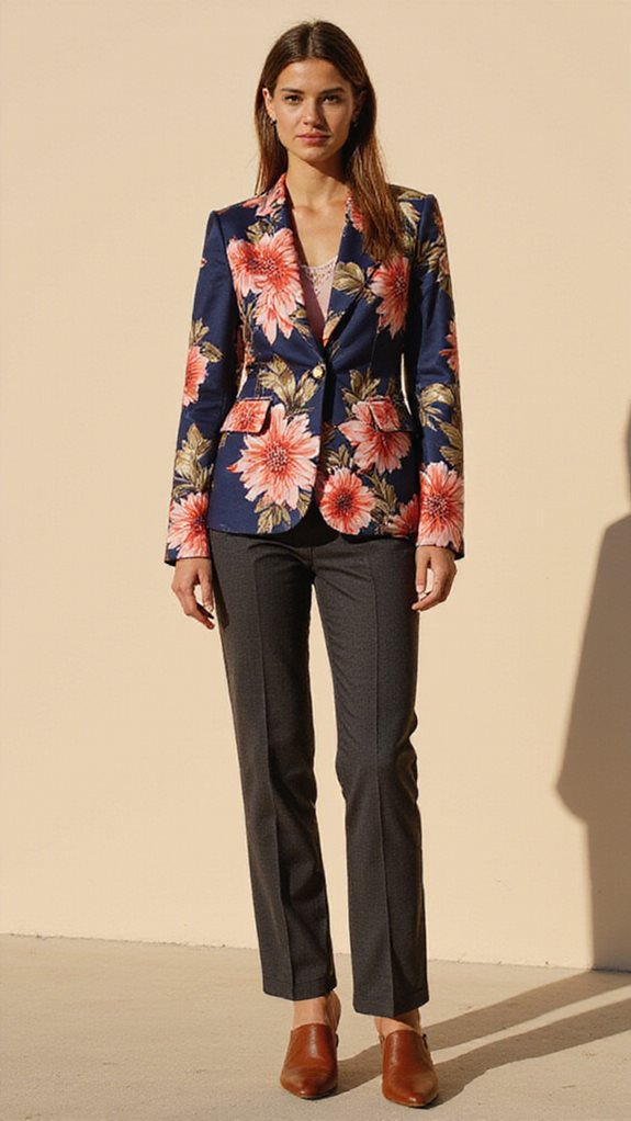 sophisticated printed blazer ensemble