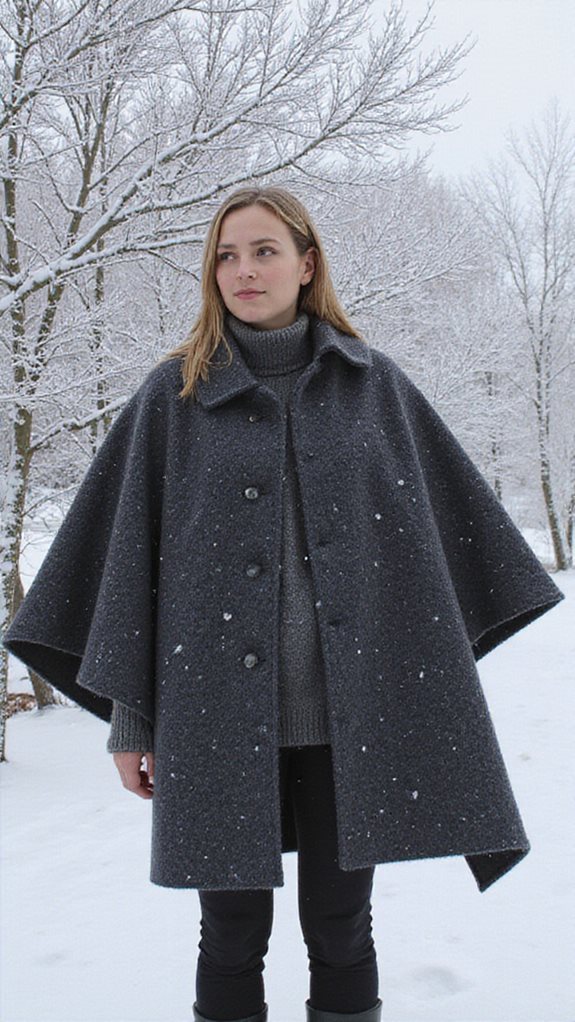 sophisticated winter cape layering