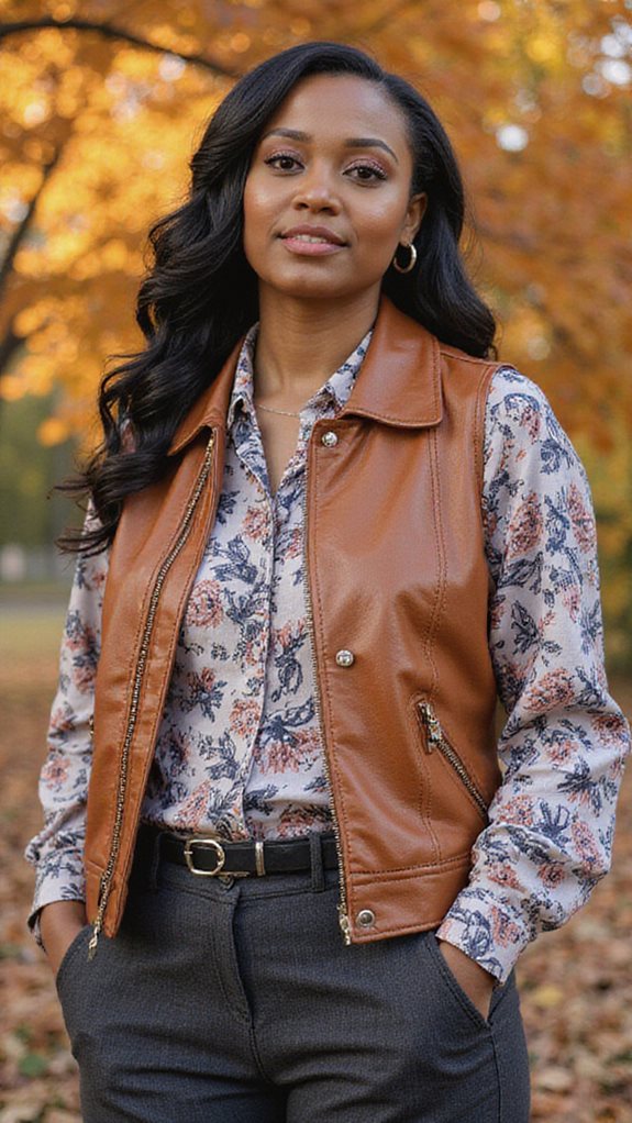 stylish cognac leather ensemble