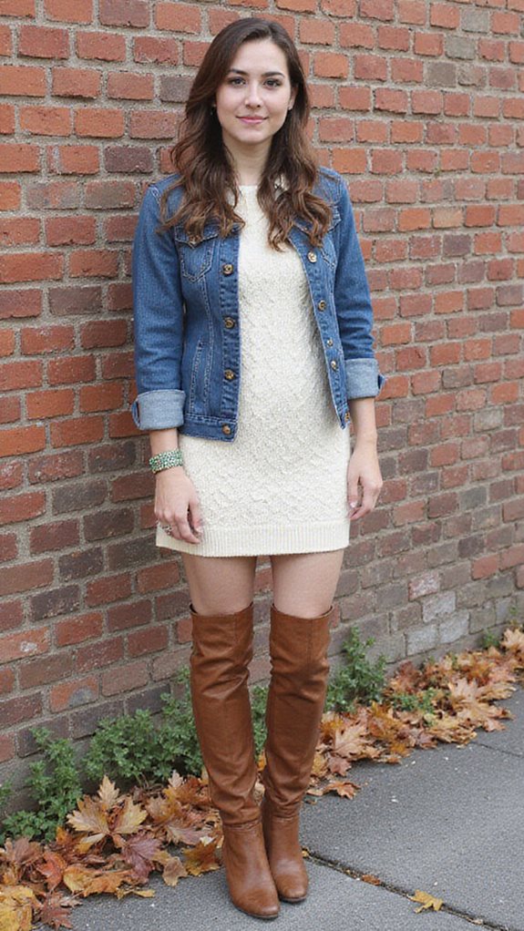 sweater dress over the knee boots