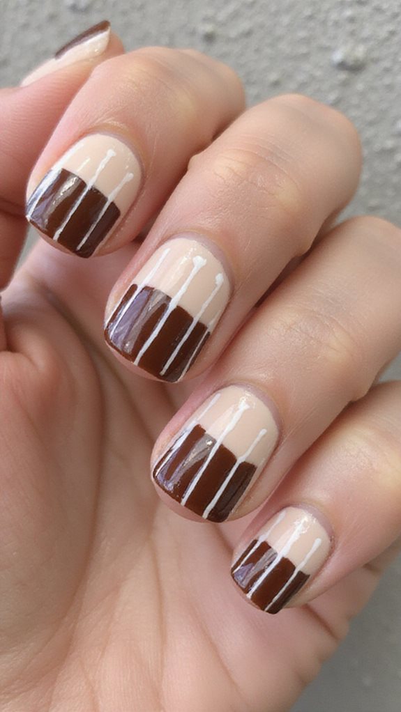 chocolate cream striped nails