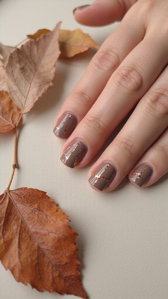 copper accents on taupe