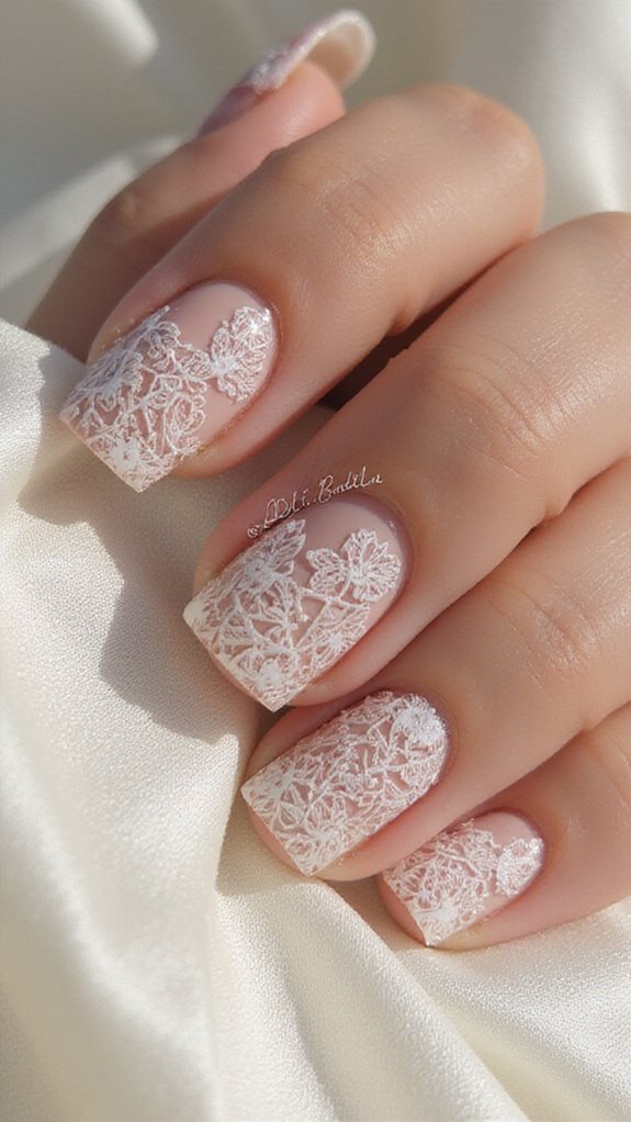delicate lace bridal nails