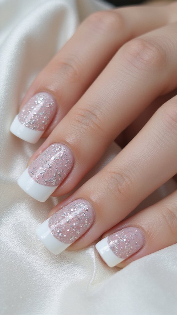 elegant french glitter tips