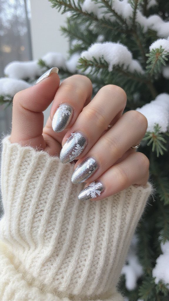 futuristic metallic winter nails