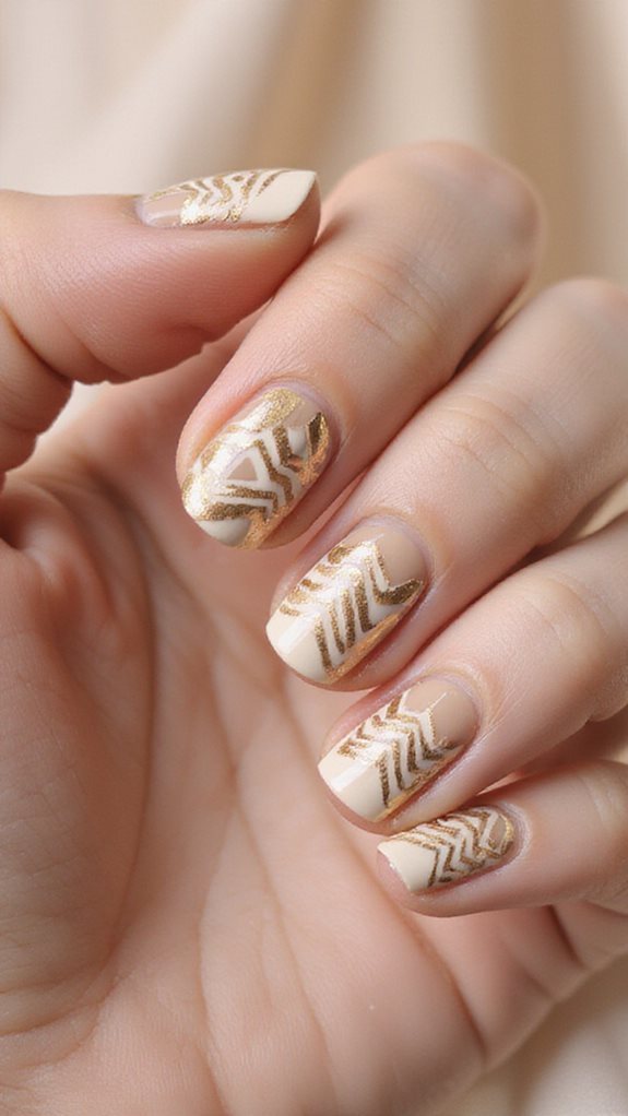 geometric gold nail designs