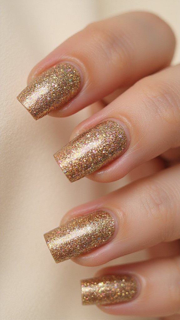 gold glitter ombr manicure