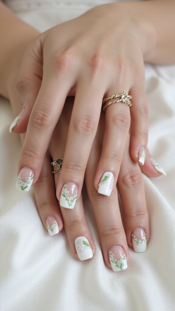 hand painted bridal nail art