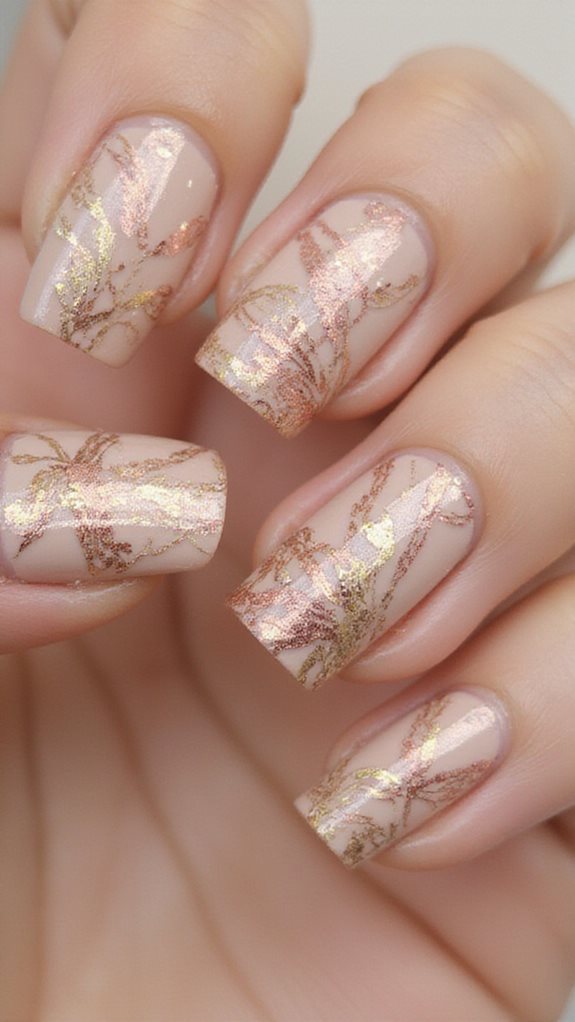 luxurious gold marble nails