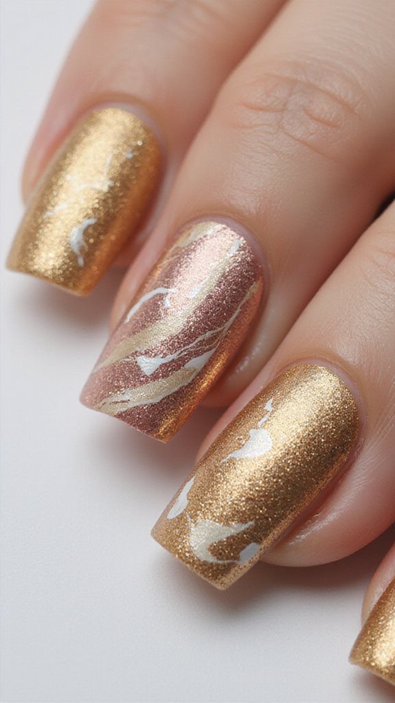metallic gold nail art