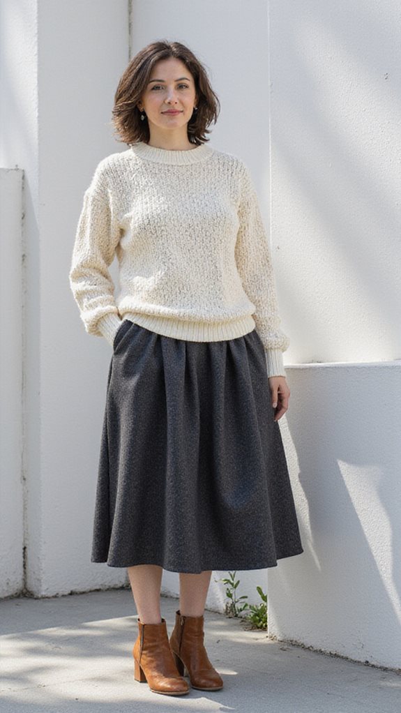 midi skirt winter outfit