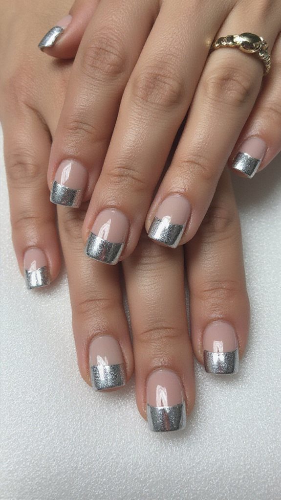 mirror like silver chrome manicure
