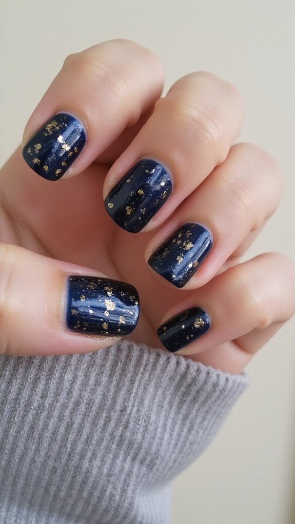 navy blue with gold flakes