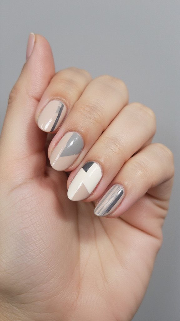 neutral geometric nail designs
