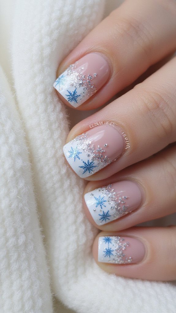 snowflake french manicure design