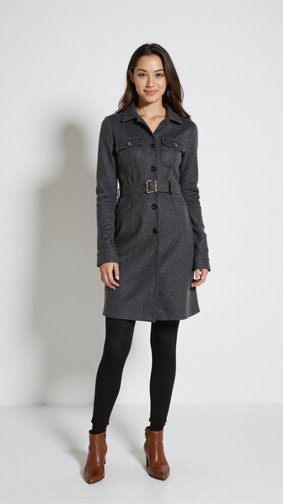 wool shirtdress with leggings