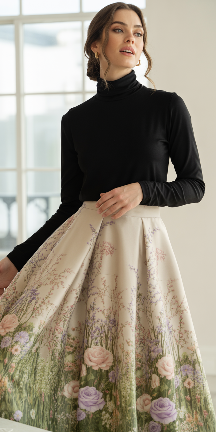 Casual Floral Patterne Skirt main image 1