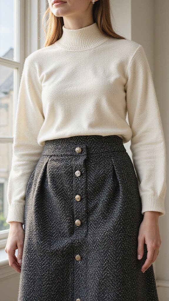 elegant cashmere tweed ensemble