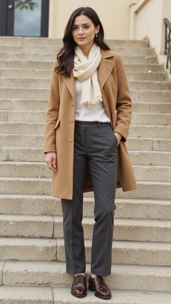 sophisticated camel coat ensemble