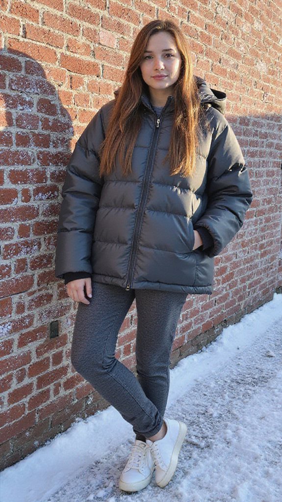 stylish oversized puffer outfit