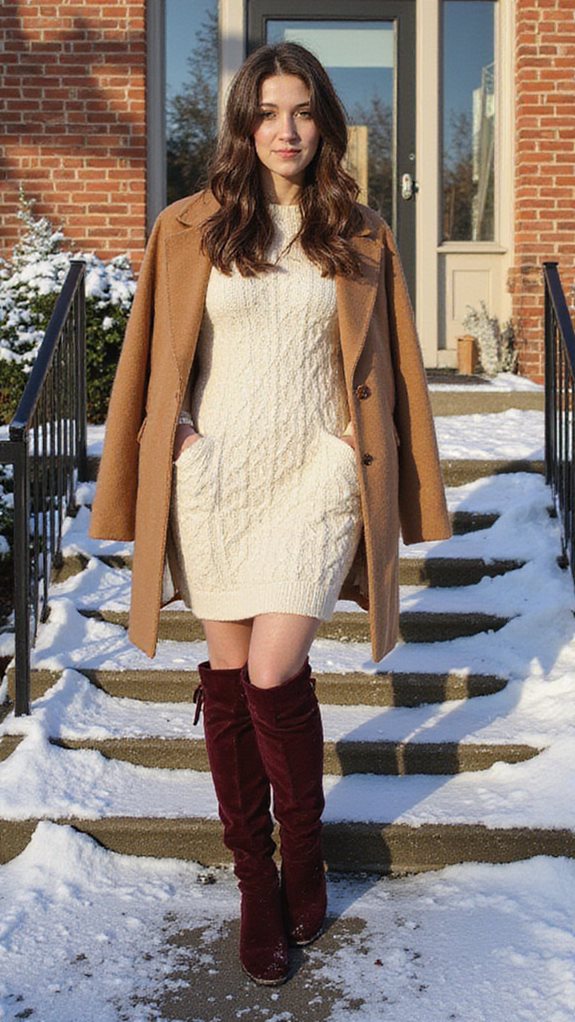 sweater dress and boots