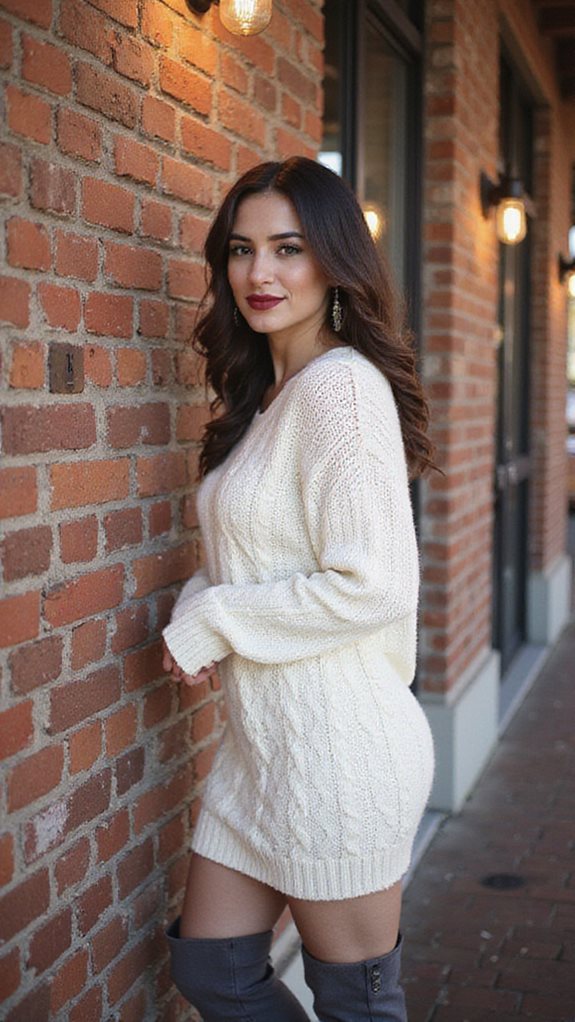 sweater dress and boots